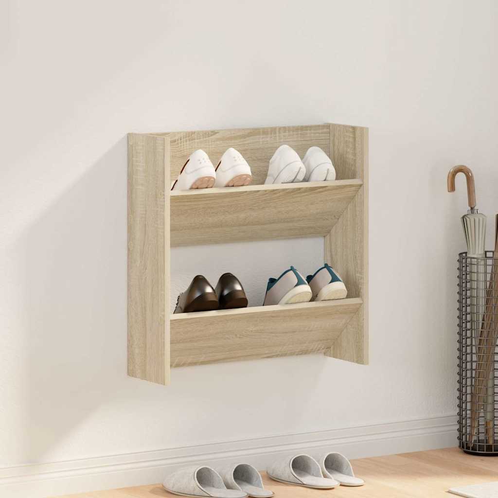 Vidaxl wandschoenenkast 60x18x60 cm spaanplaat sonoma eikenkleurig