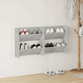 Vidaxl wandschoenenkasten 2 st 60x18x60 cm spaanplaat betongrijs