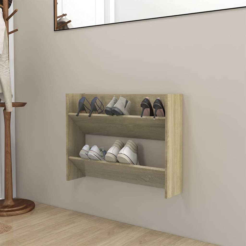 VIDAXL -Wandschuhschrank 80x18x60 cm Propertiertes Holz Sonoma Eiche -Farbig