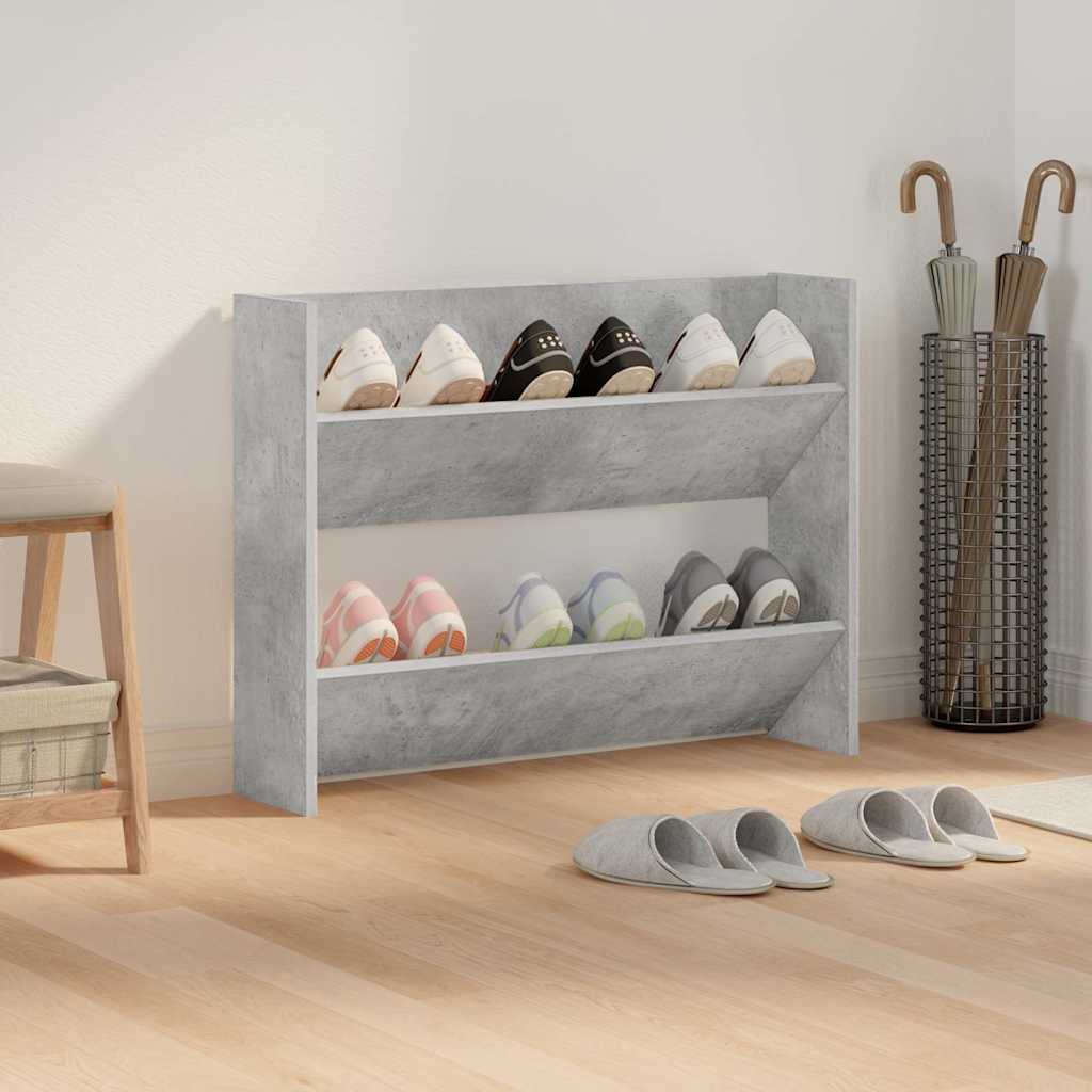 Vidaxl wandschoenenkast 80x18x60 cm bewerkt hout betongrijs