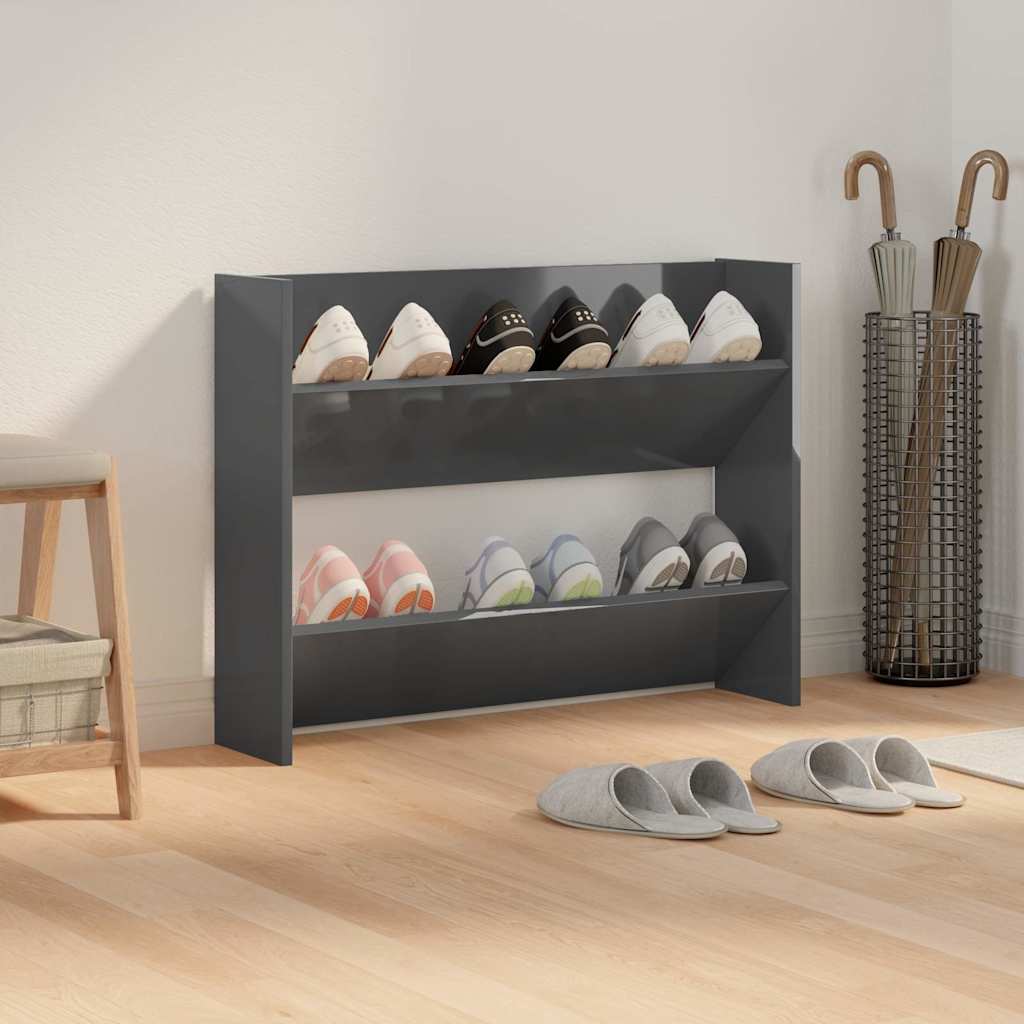 VidaXL Wandschuhschrank 80x18x60 cm sauber geschnittenes Holz Hochglanzgrau