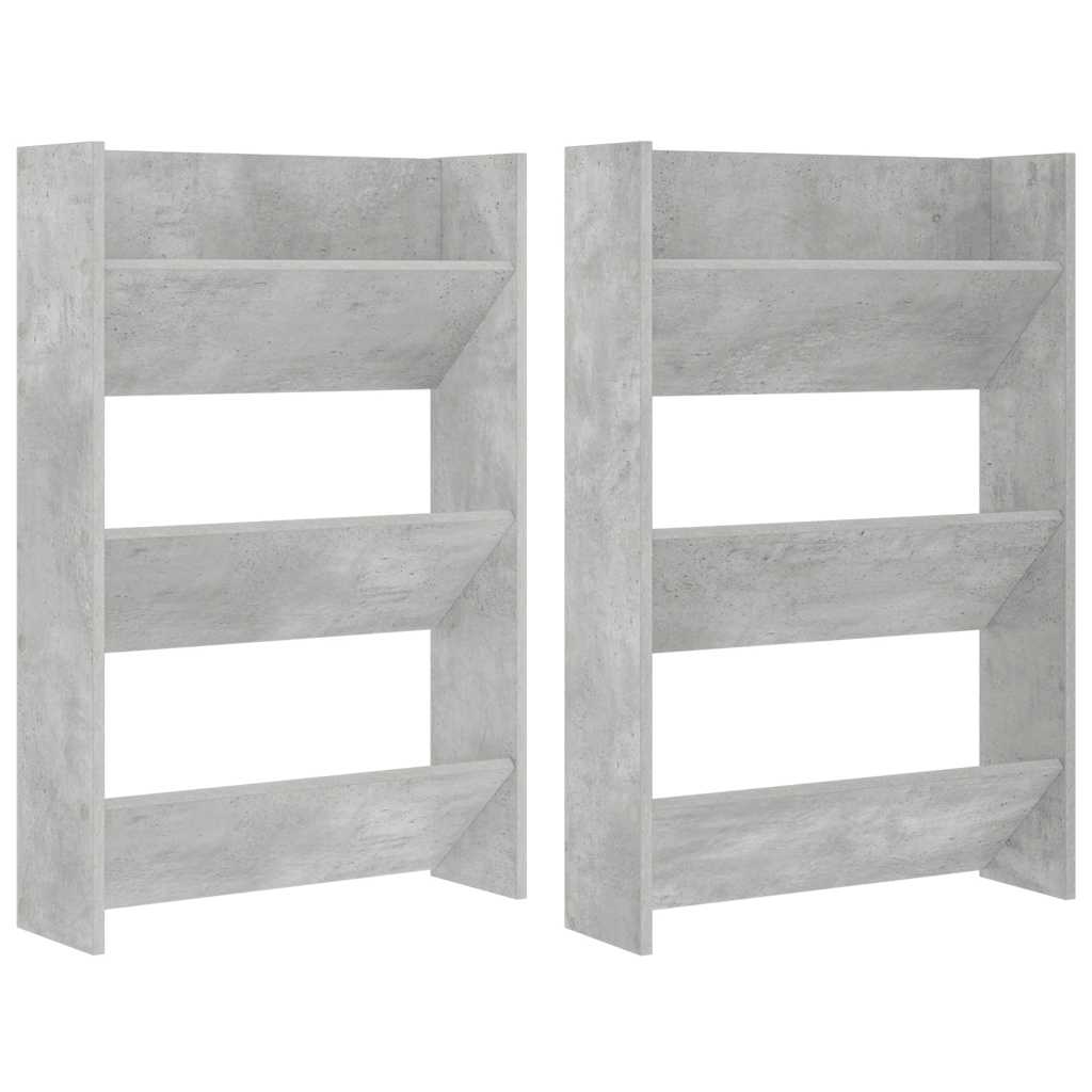Vidaxl wandschoenenkasten 2 st 60x18x90 cm spaanplaat betongrijs