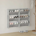Vidaxl wandschoenenkasten 2 st 60x18x90 cm spaanplaat betongrijs