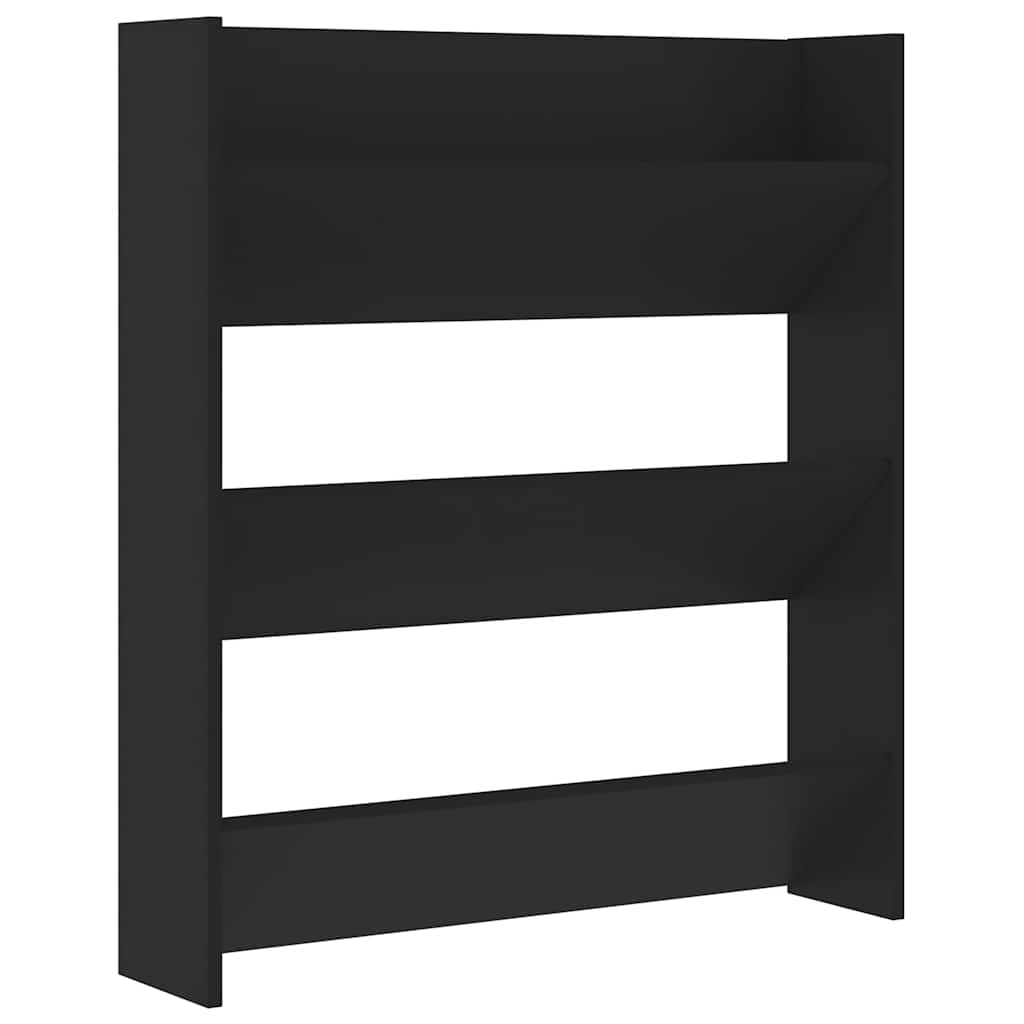 Vidaxl wandschoenenkast 80x18x90 cm bewerkt hout zwart