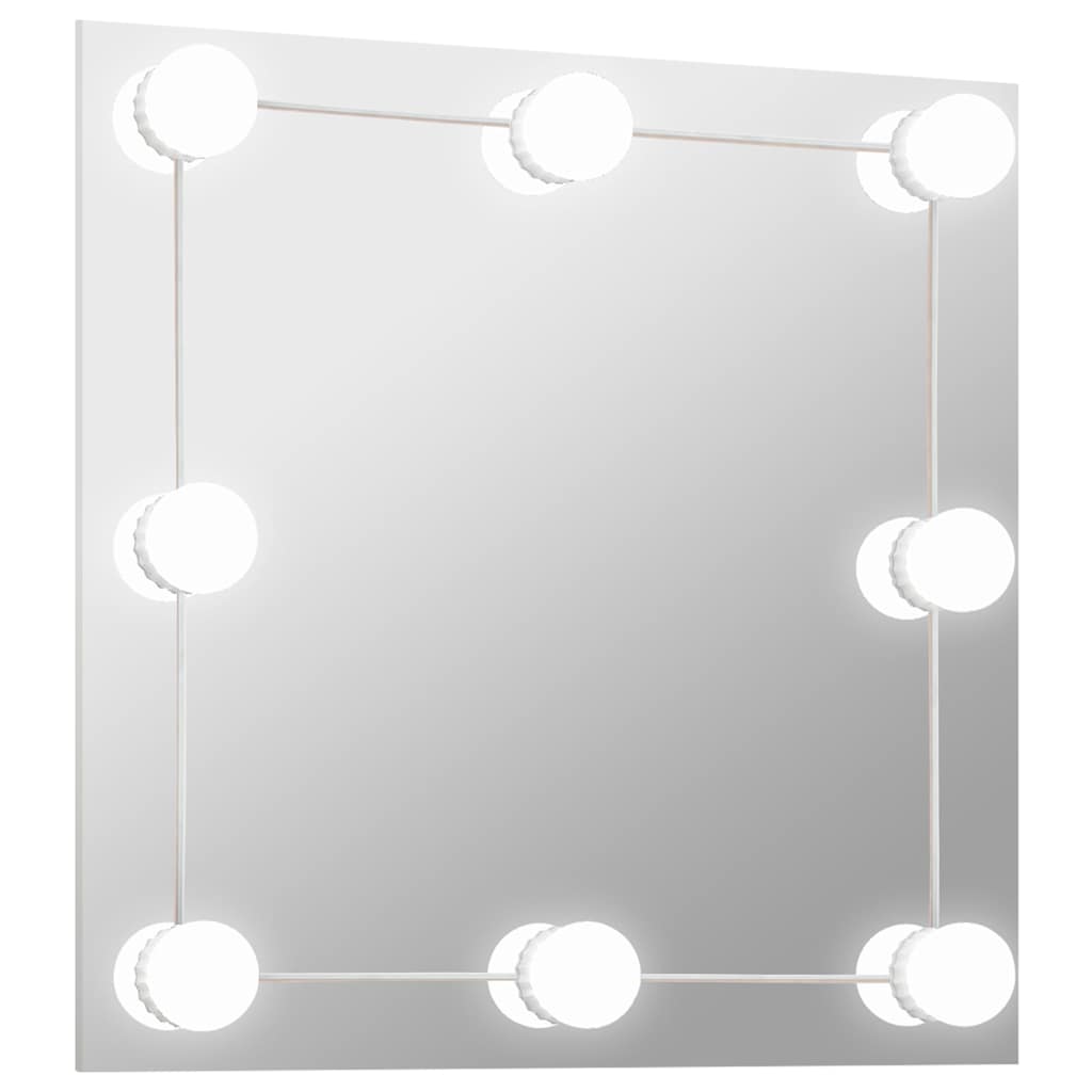 Vidaxl wandspiegel met led-lampen vierkant glas