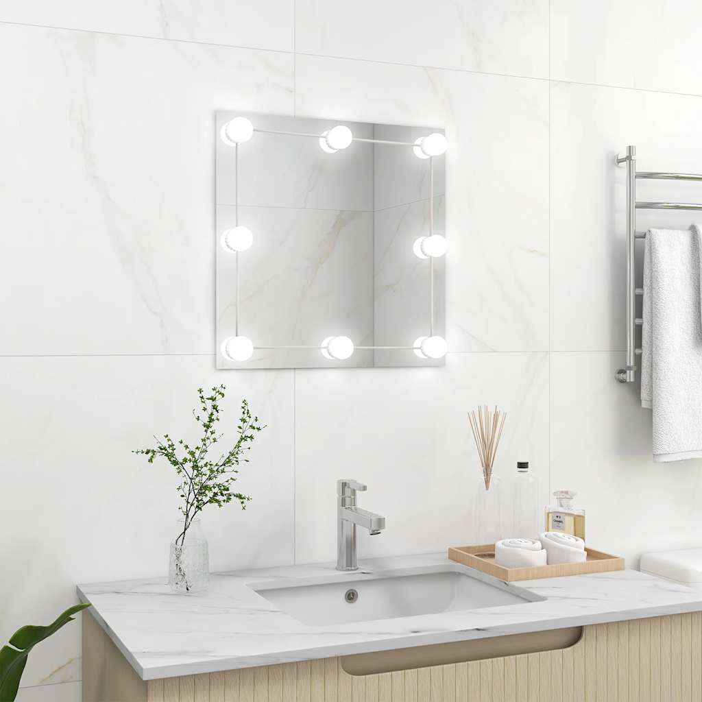 Vidaxl wandspiegel met led-lampen vierkant glas