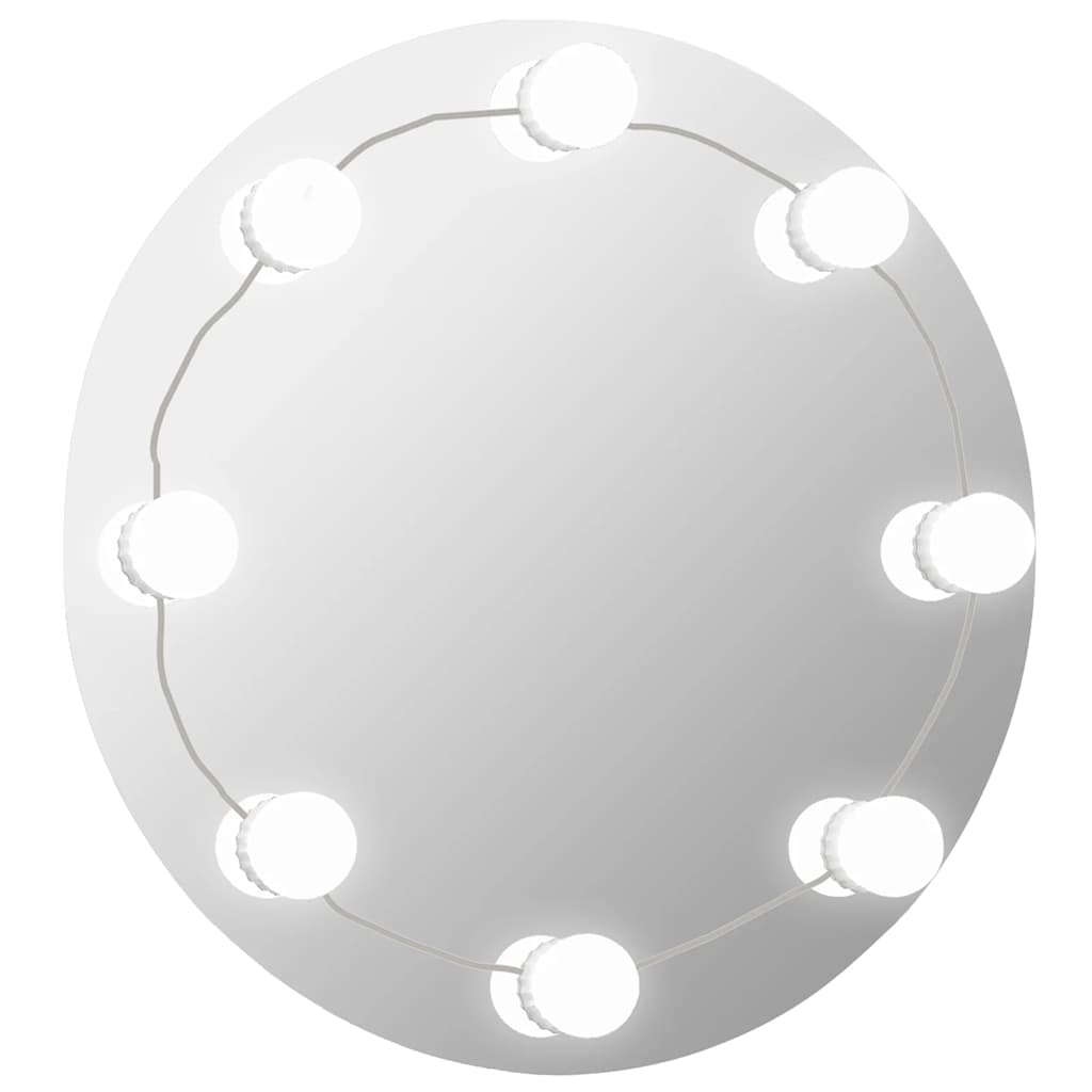 Vidaxl wandspiegel met led-lampen rond glas