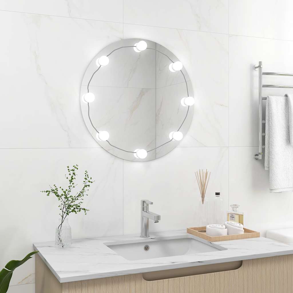 Vidaxl wandspiegel met led-lampen rond glas