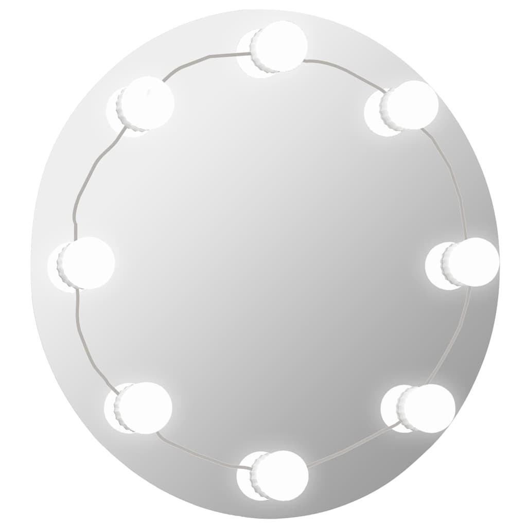 Vidaxl wandspiegel met led-lampen rond glas
