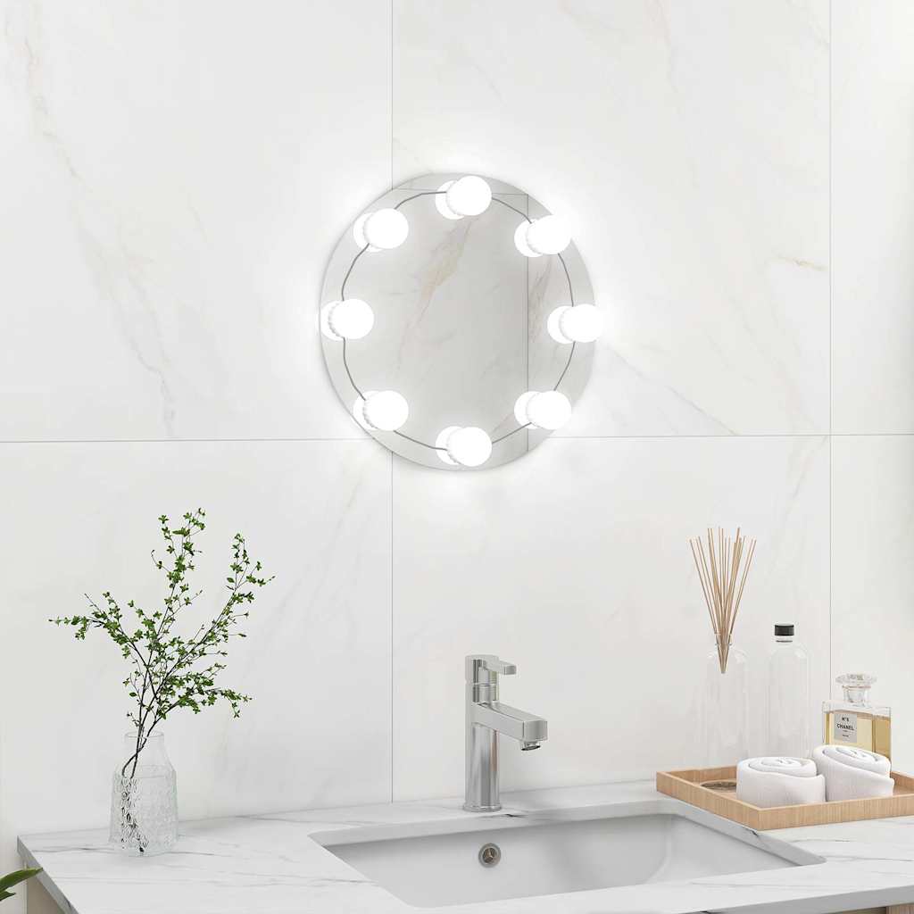 Vidaxl wandspiegel zonder lijst met led-lampen rond glas