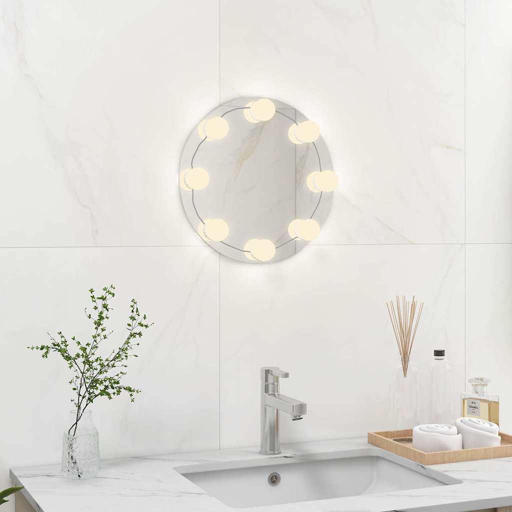 Vidaxl wandspiegel zonder lijst met led-lampen rond glas