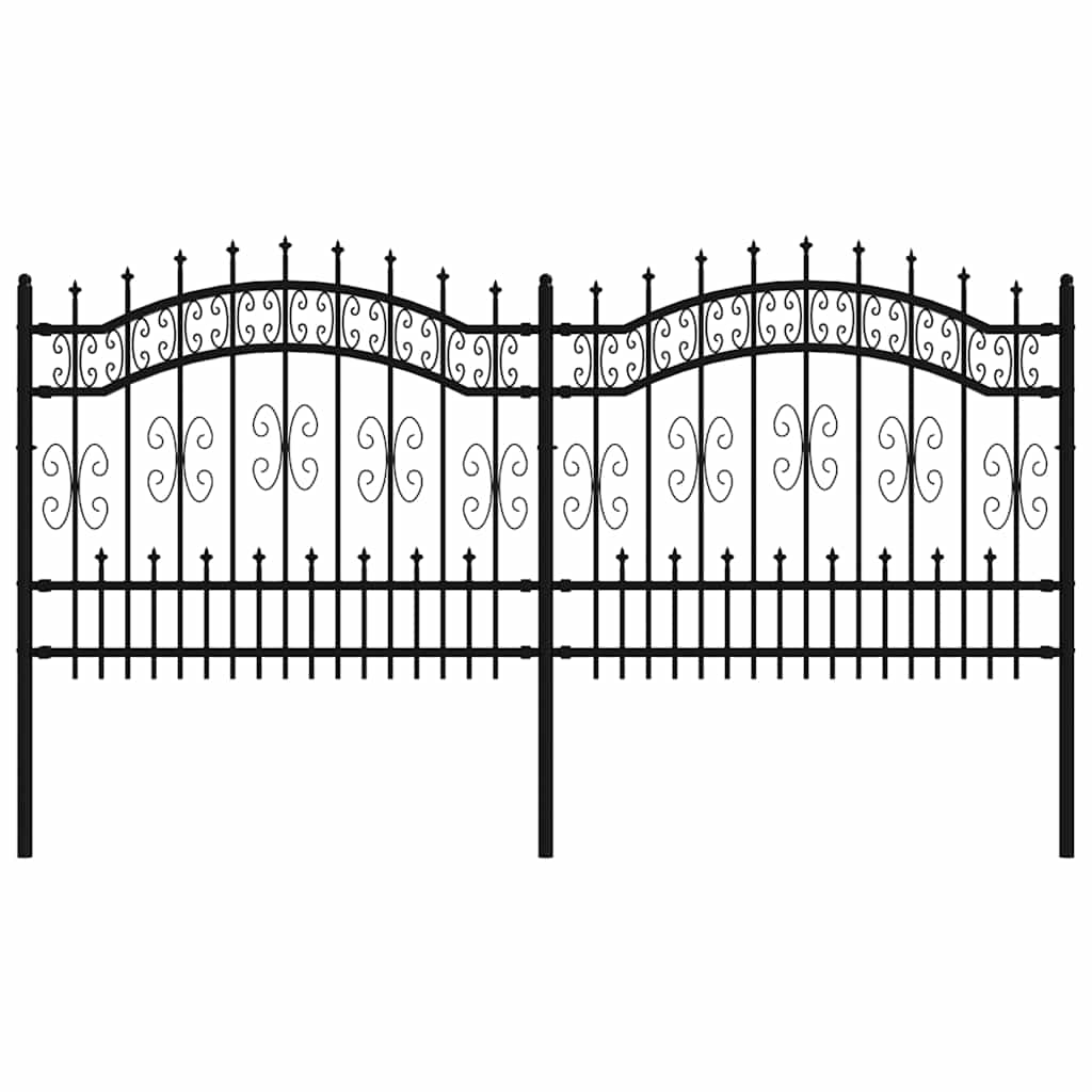 VidaXL -Gartenzaun mit Spilepoints 140 cm Pulver -Stahlschwarz