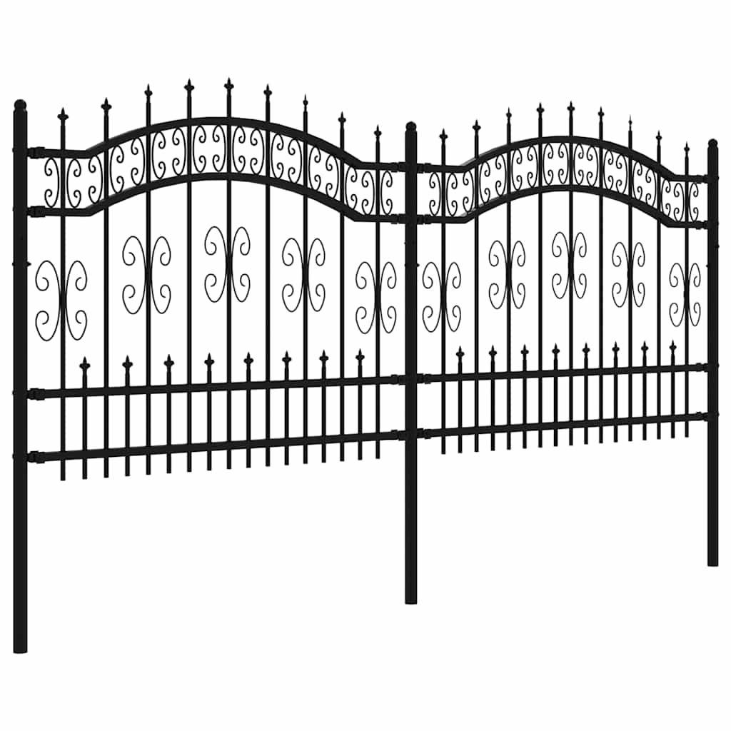 VidaXL -Gartenzaun mit Spilepoints 140 cm Pulver -Stahlschwarz
