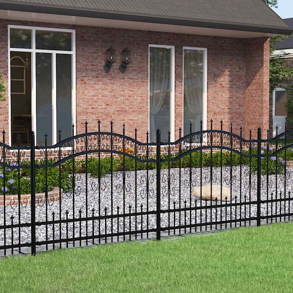 VidaXL -Gartenzaun mit Spilepoints 140 cm Pulver -Stahlschwarz