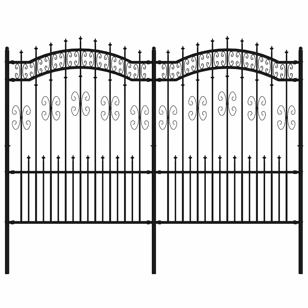 Vidaxl Gartenzaun mit Spilepuntten 190 cm Pulver -Stahl schwarz
