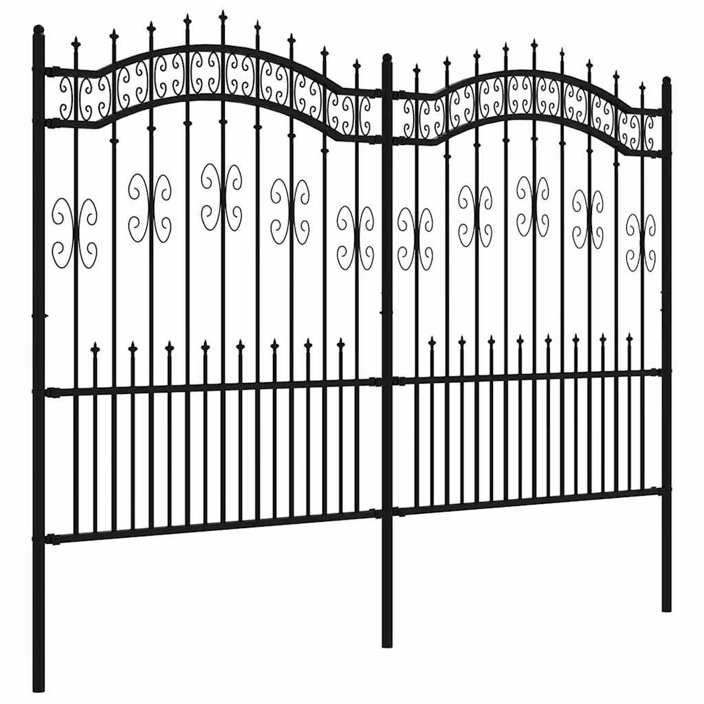 Vidaxl Gartenzaun mit Spilepuntten 190 cm Pulver -Stahl schwarz