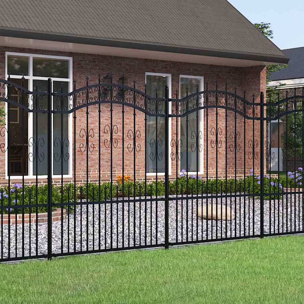 Vidaxl Gartenzaun mit Spilepuntten 190 cm Pulver -Stahl schwarz
