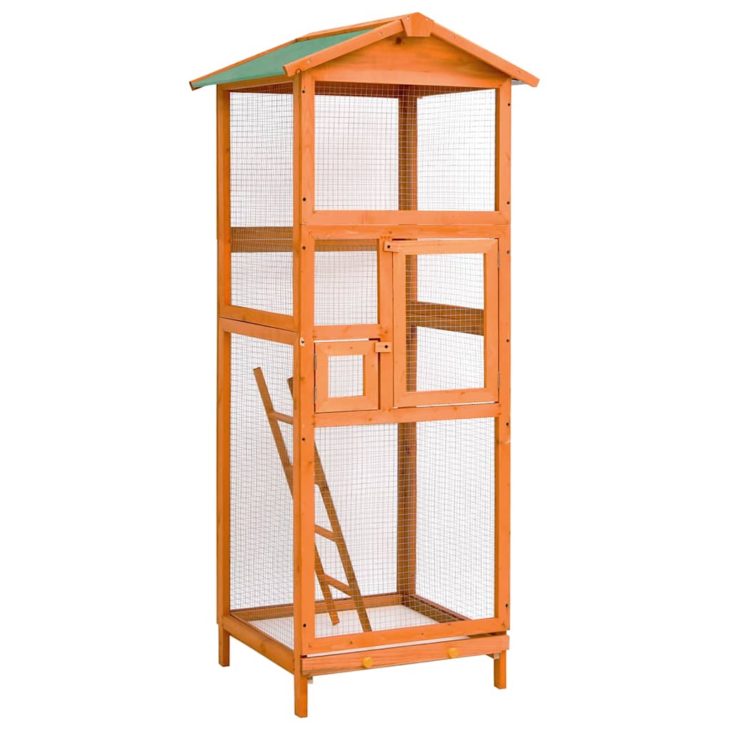 Vidaxl vogelkooi 68x62x166 cm massief vurenhout