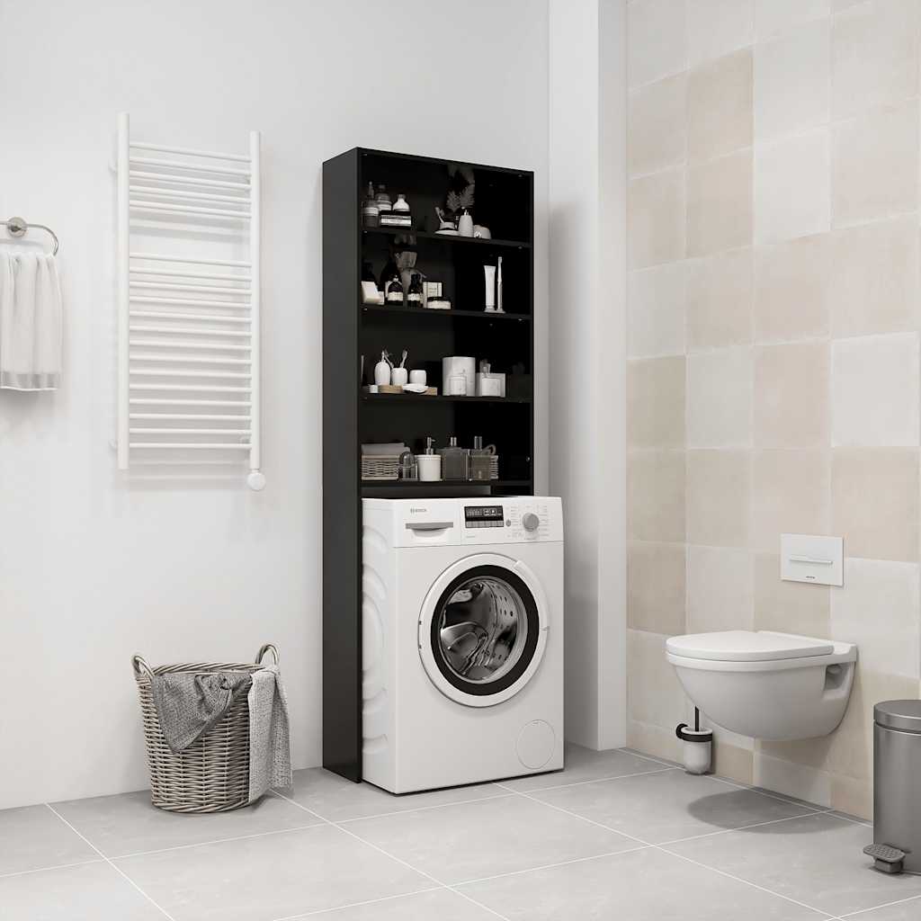 Vidaxl wasmachinekast 64x24x190 cm zwart