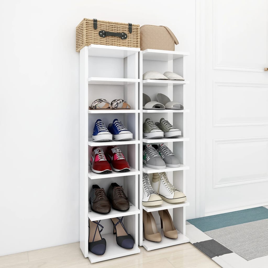 Vidaxl -Schuhschränke 2 Stück 27,5 x 27 x 102 cm fertig Holz weiß