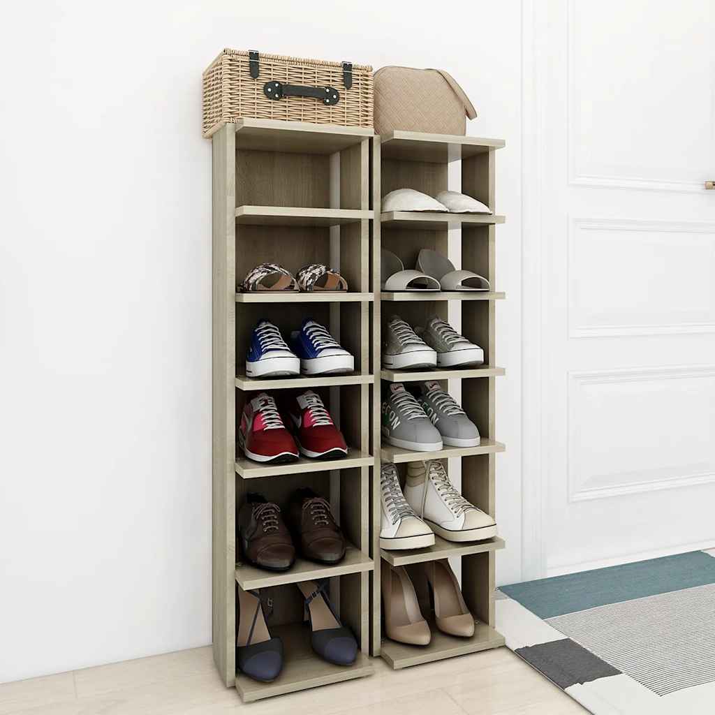 Vidaxl schoenenkasten 2 st 27,5x27x102 cm sonoma eikenkleurig