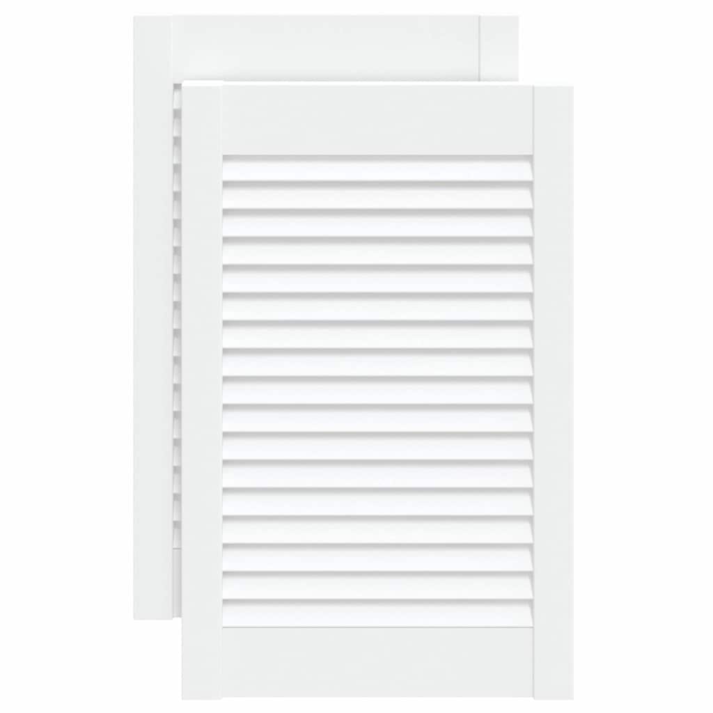 Vidaxl kastdeuren met lamellen 2 st 61,5x39,4 cm grenenhout wit