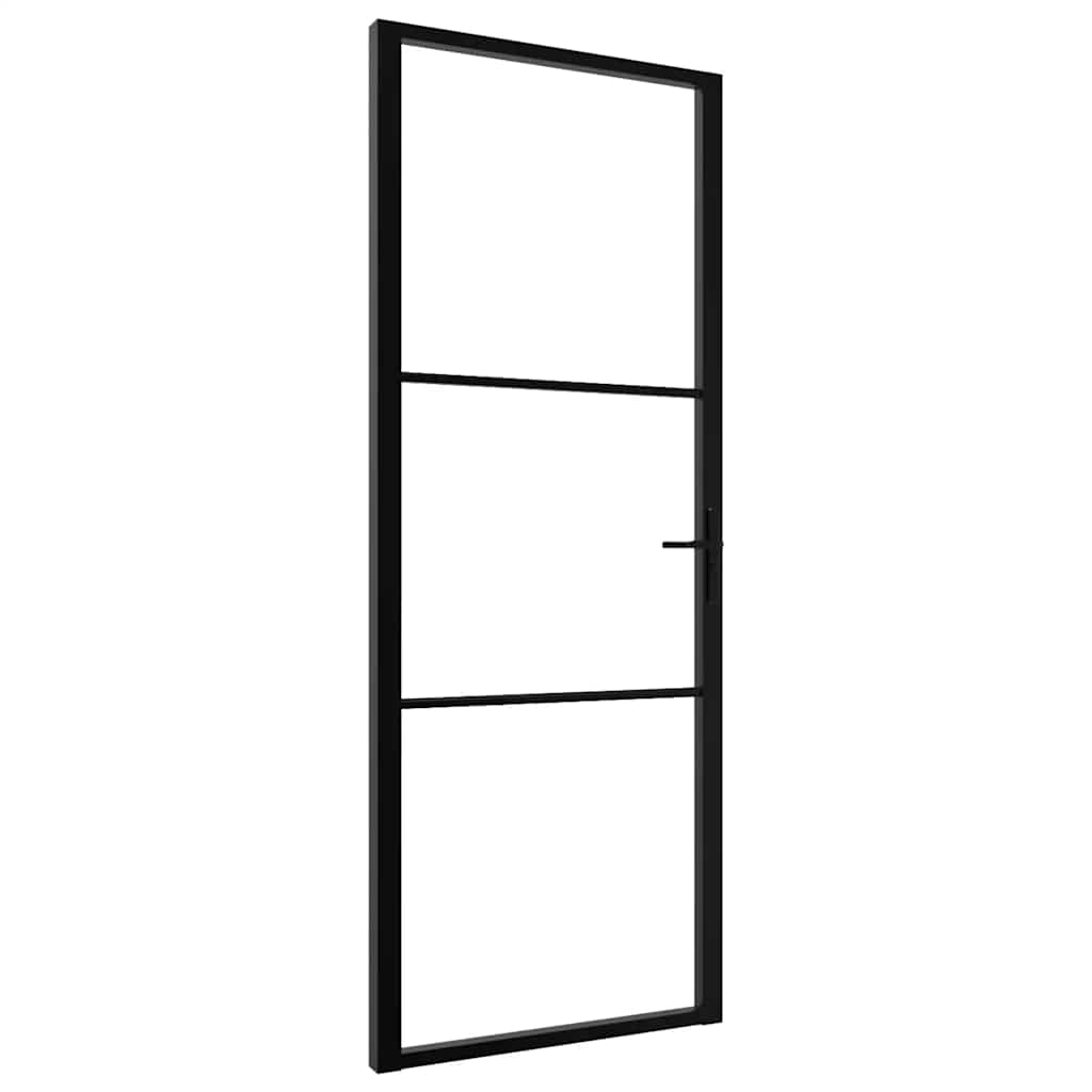 VIDAXL Innentür 76x201,5 cm ESG - Glas und Aluminium Schwarz