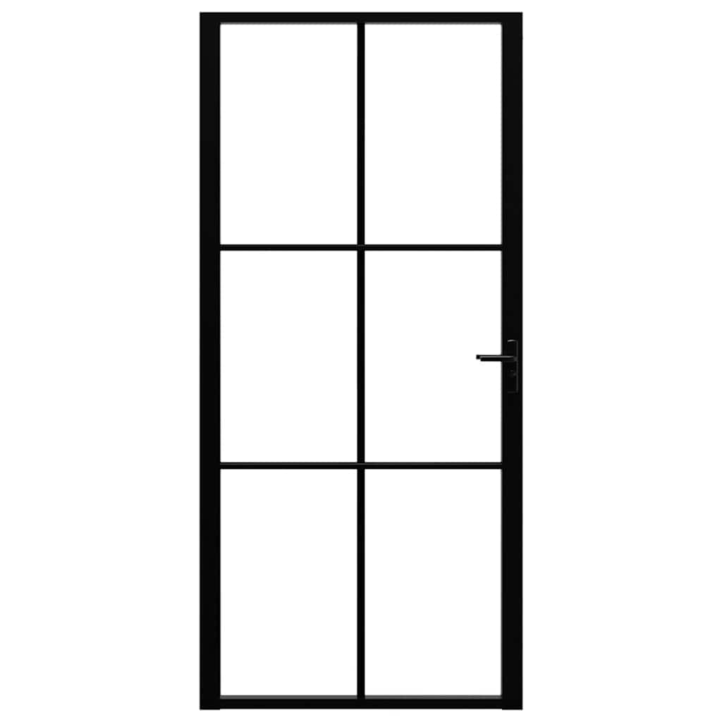 Vidaxl binnendeur 93x201,5 cm esg-glas en aluminium zwart