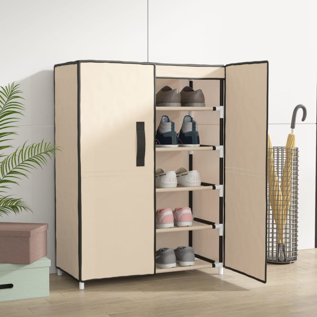 VidaXL Schuhschrank 60x28x90 cm Stoff, cremefarben