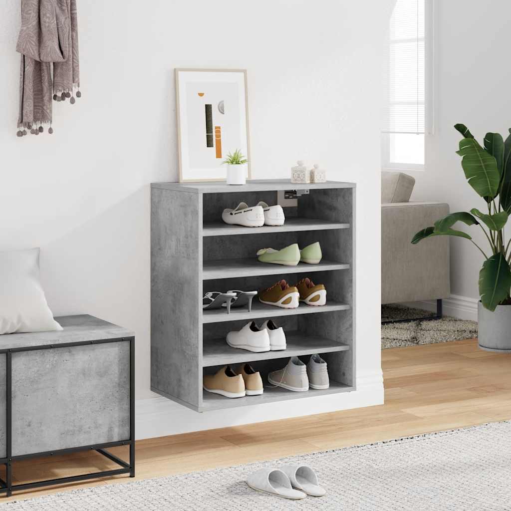 VIDAXL -Schuhschrank 60x35x70 cm verarbeiteter Holzbeton-Schiebe