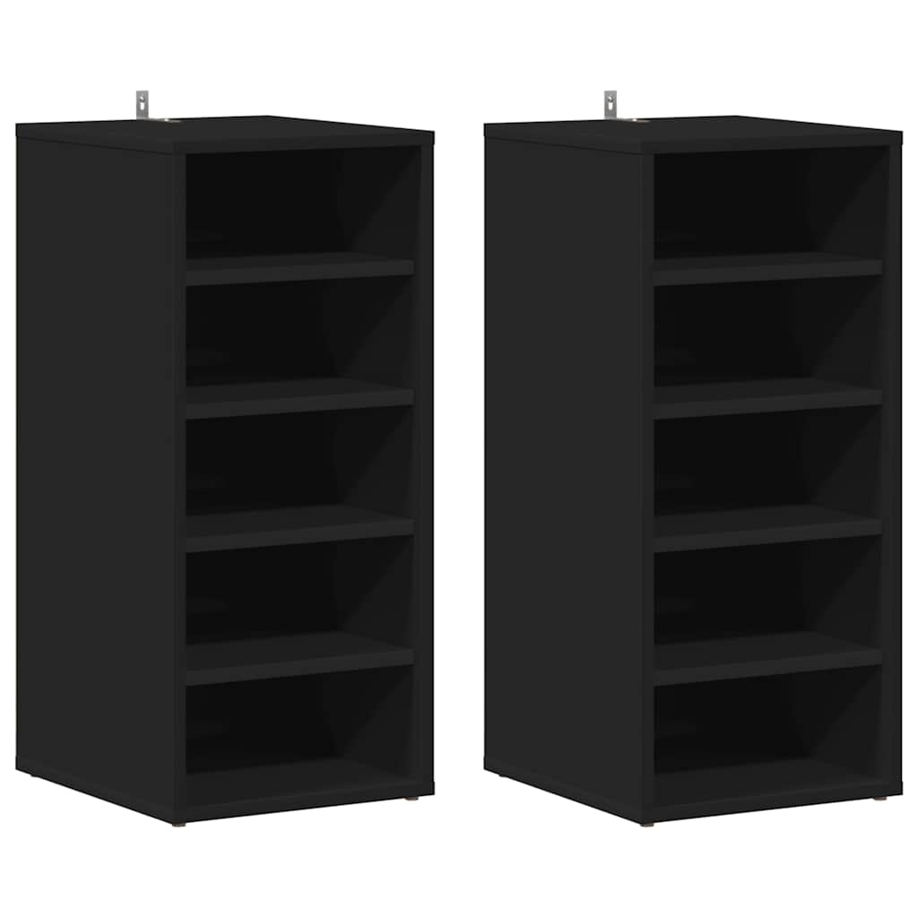 Vidaxl schoenenkasten 2 st 31,5x35x70 cm bewerkt hout zwart