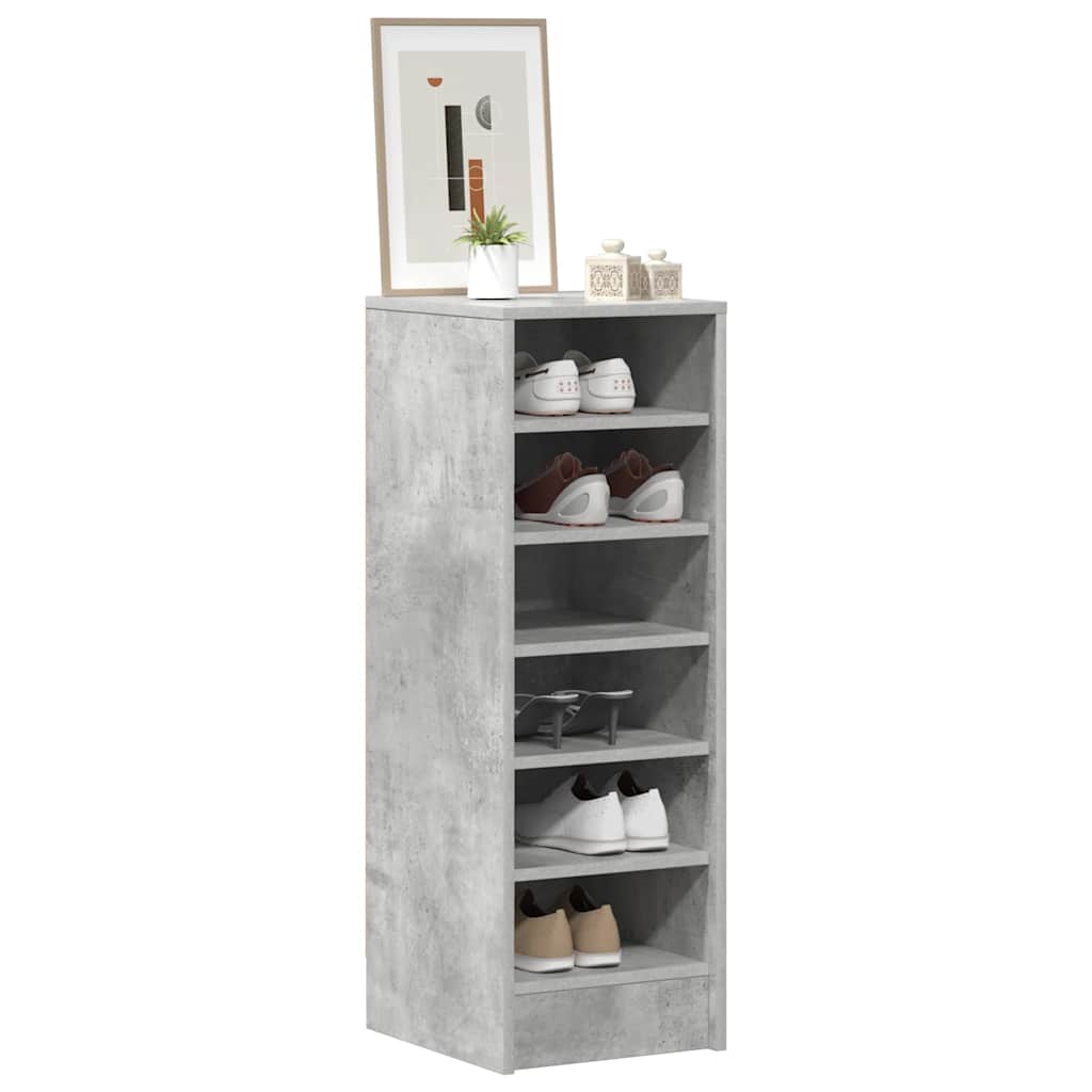 Vidaxl schoenenkast 31,5x35x90 cm bewerkt hout betongrijs