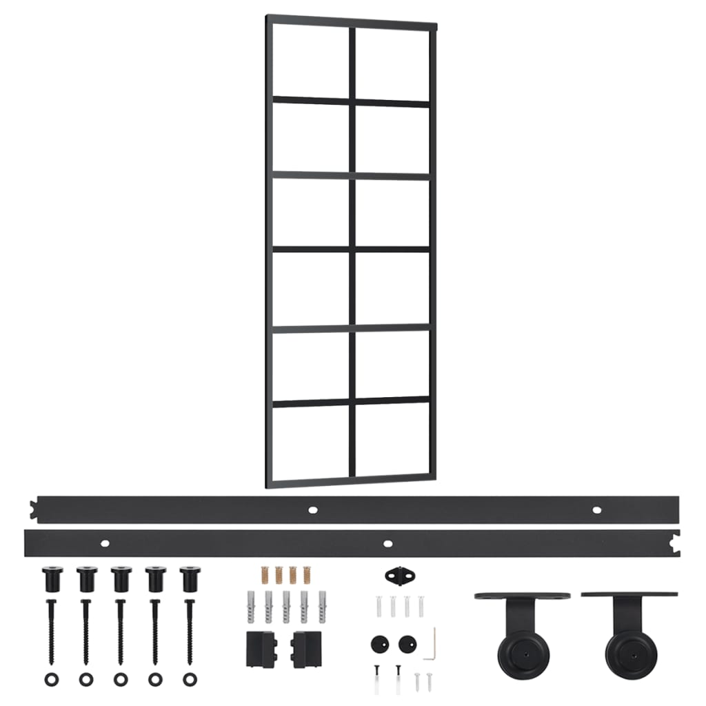 Vidaxl schuifdeur met beslag 76x205 cm aluminium en esg-glas