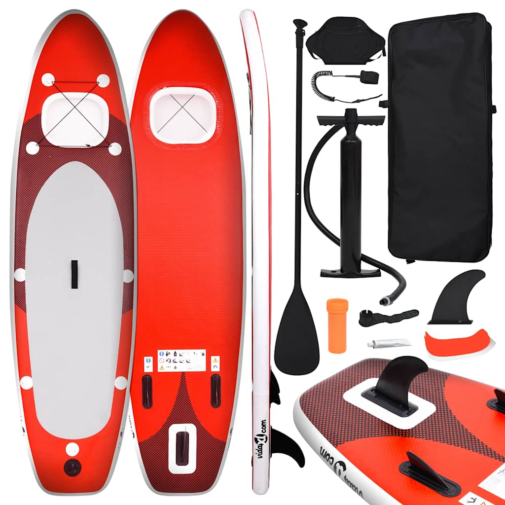 VidaXL Stand Up Paddleboard Set aufblasbar 300x76x10 cm rot