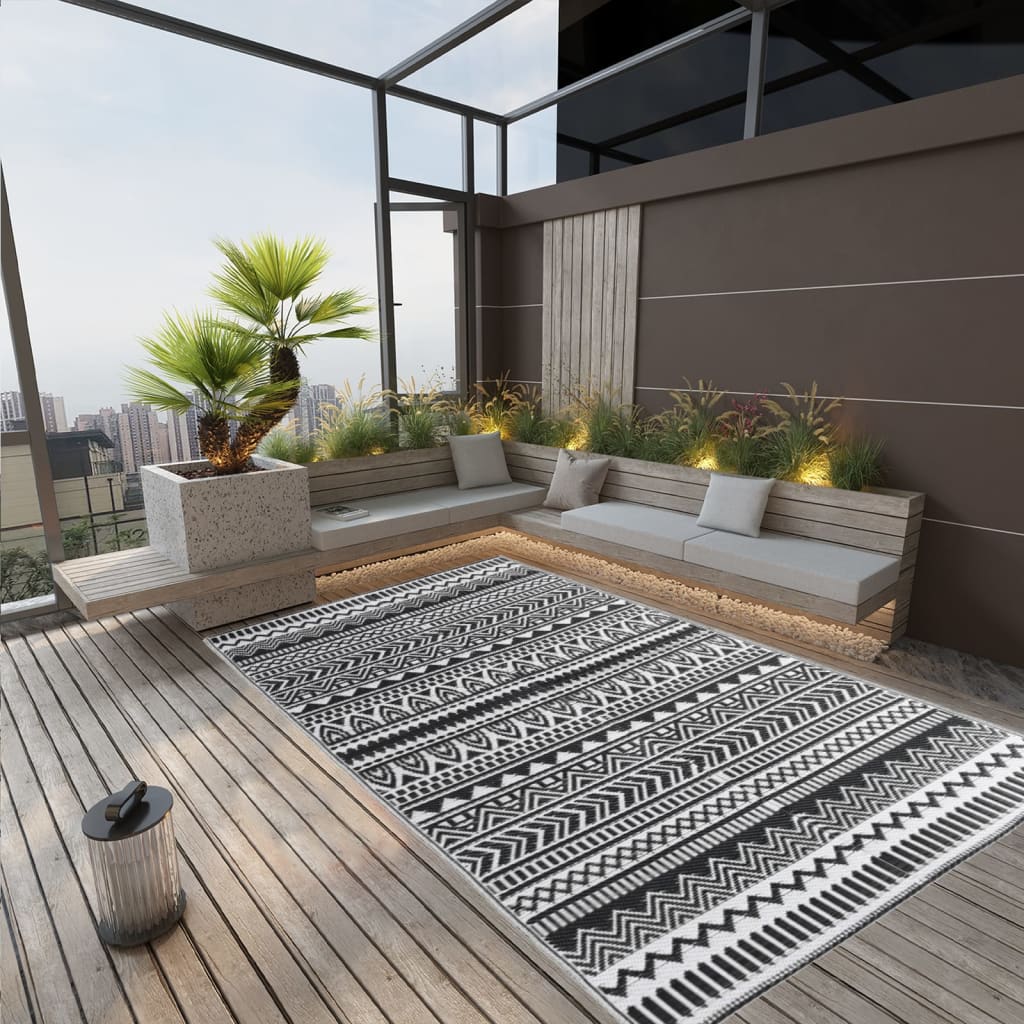 VidaXL Outdoor-Teppich Arakil 190 x 290 cm Polypropylen Schwarz