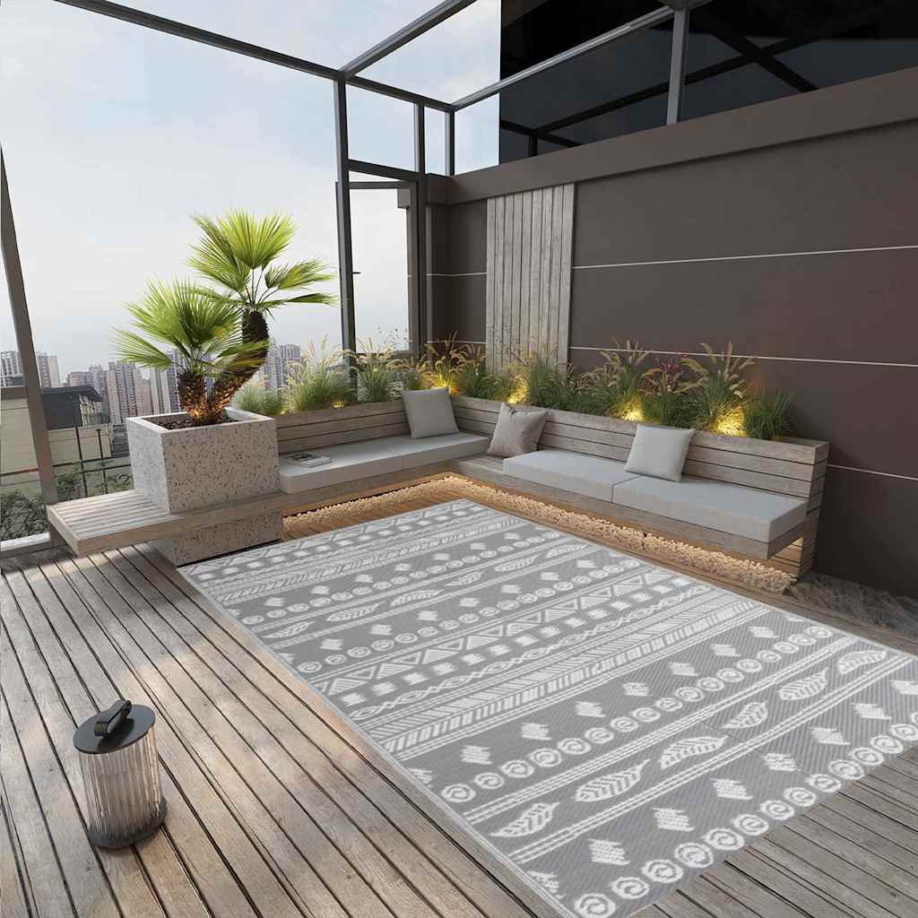 VidaXL Outdoor-Teppich Arakil 140 x 200 cm Polypropylen Grau