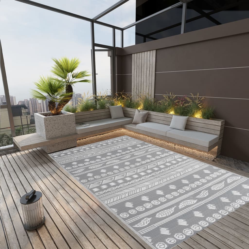 VidaXL Outdoor-Teppich Arakil 140 x 200 cm Polypropylen Grau
