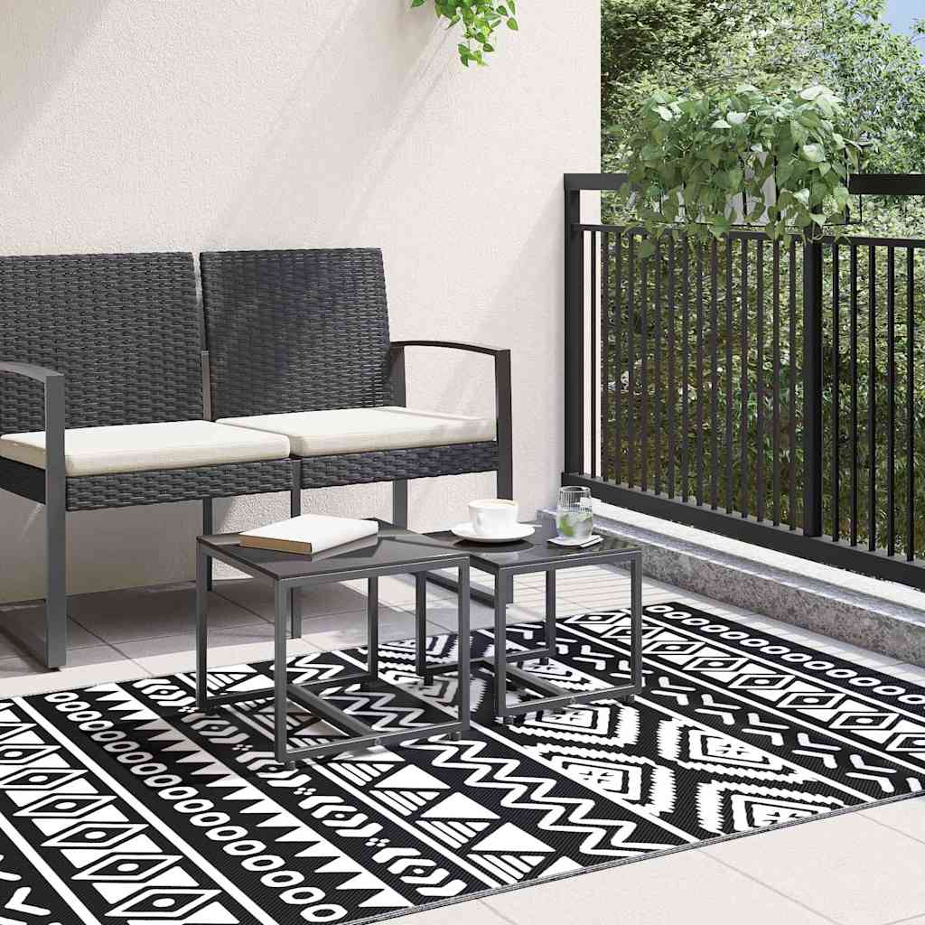VidaXL Outdoor-Teppich Arakil 120 x 180 cm Polypropylen Schwarz