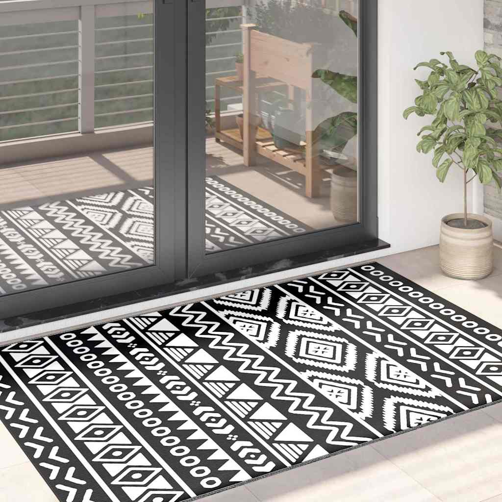 VidaXL Outdoor-Teppich Arakil 120 x 180 cm Polypropylen Schwarz