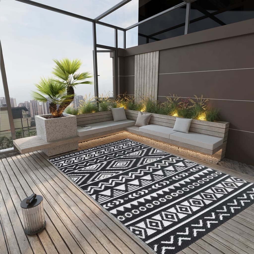 VidaXL Outdoor-Teppich Arakil 190 x 290 cm Polypropylen Schwarz