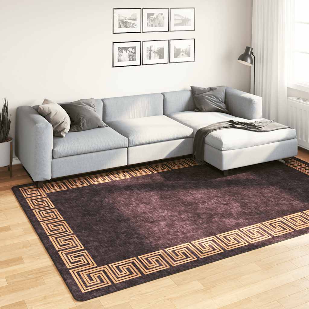 Vidaxl vloerkleed wasbaar anti-slip 190x300 cm zwart en goudkleurig