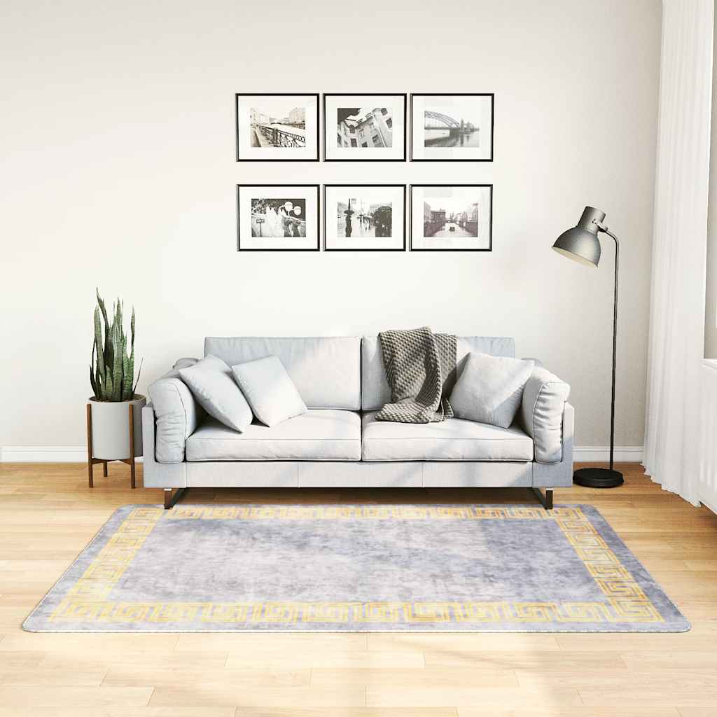 Vidaxl vloerkleed wasbaar anti-slip 120x180 cm grijs