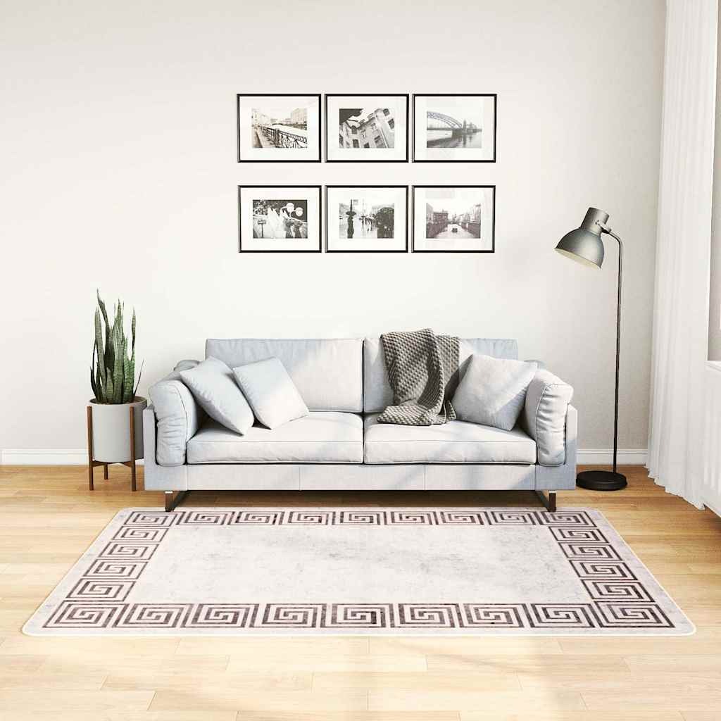 Vidaxl vloerkleed wasbaar anti-slip 120x180 cm lichtbeige