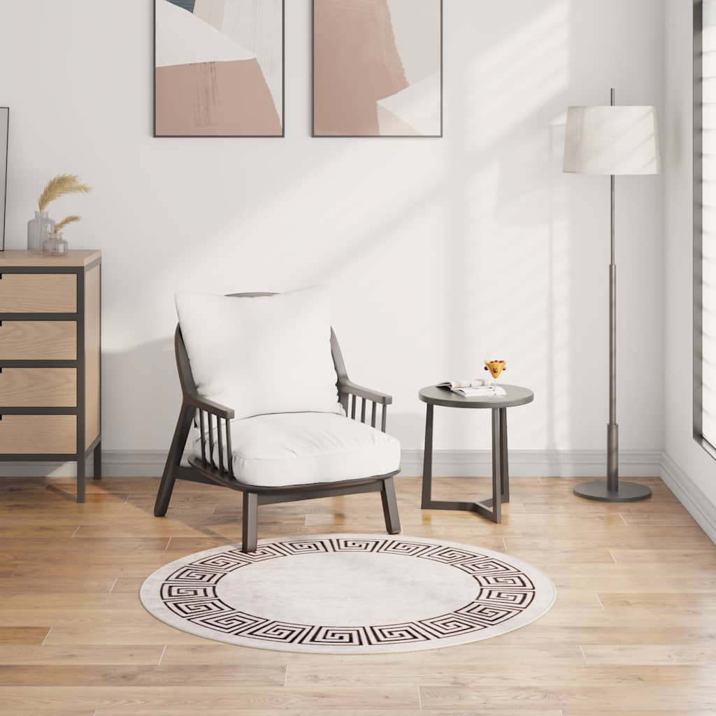 Vidaxl vloerkleed wasbaar ø120 cm lichtbeige