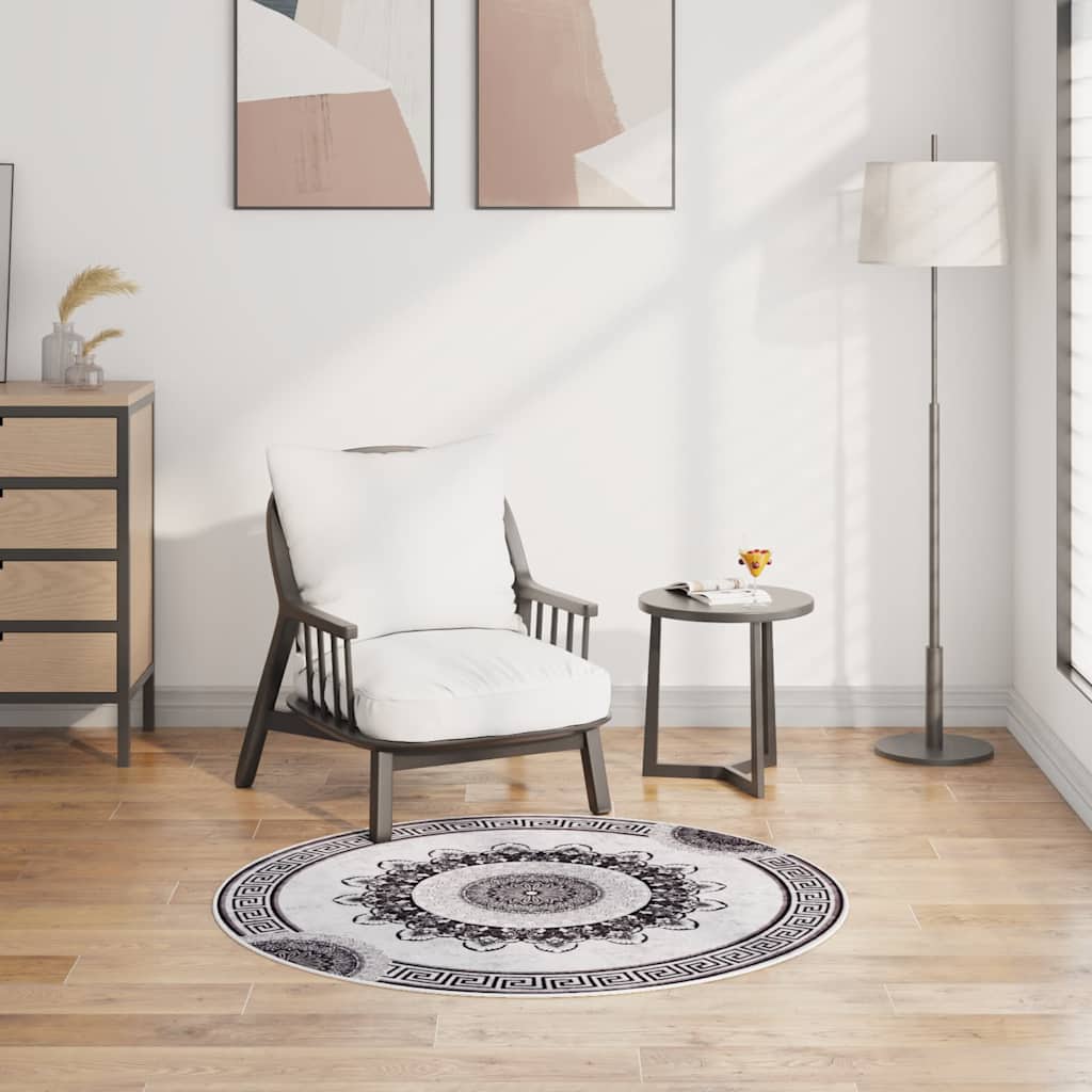 VidaXL Waschbarer, rutschfester Teppich ø120 cm Mehrfarbig