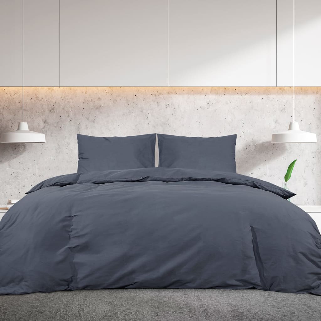 VidaXL Bettwäsche-Set, leicht, 140 x 200 cm, Mikrofaser, Anthrazit