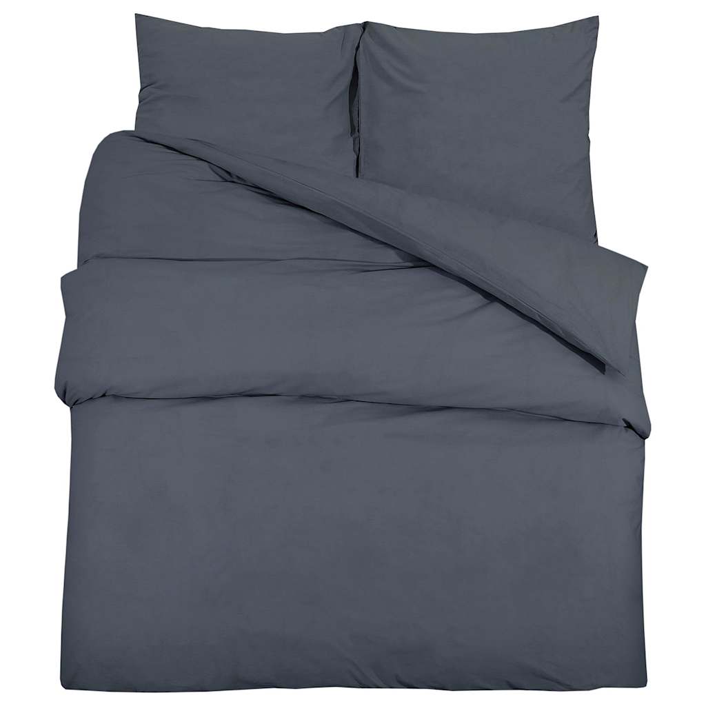 VidaXL Bettwäsche-Set, leicht, 200 x 200 cm, Mikrofaser, Anthrazit