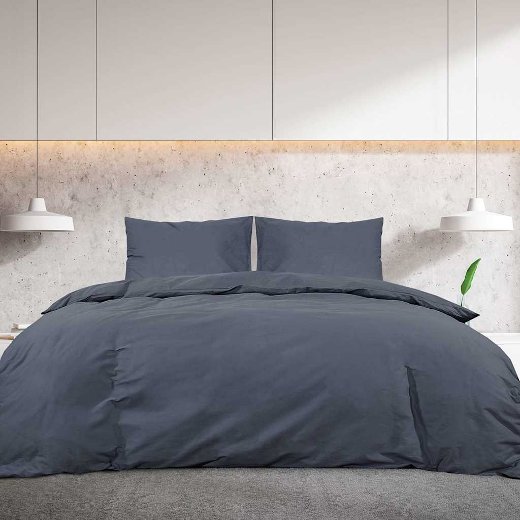 VidaXL Bettwäsche-Set, leicht, 200 x 200 cm, Mikrofaser, Anthrazit