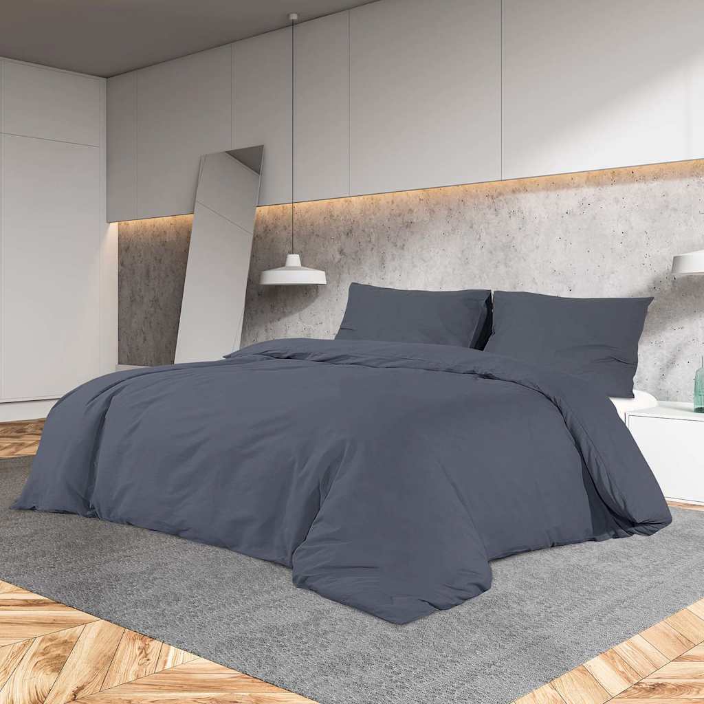 Vidaxl dekbedovertrekset lichtgewicht 155x220 cm microvezel antraciet