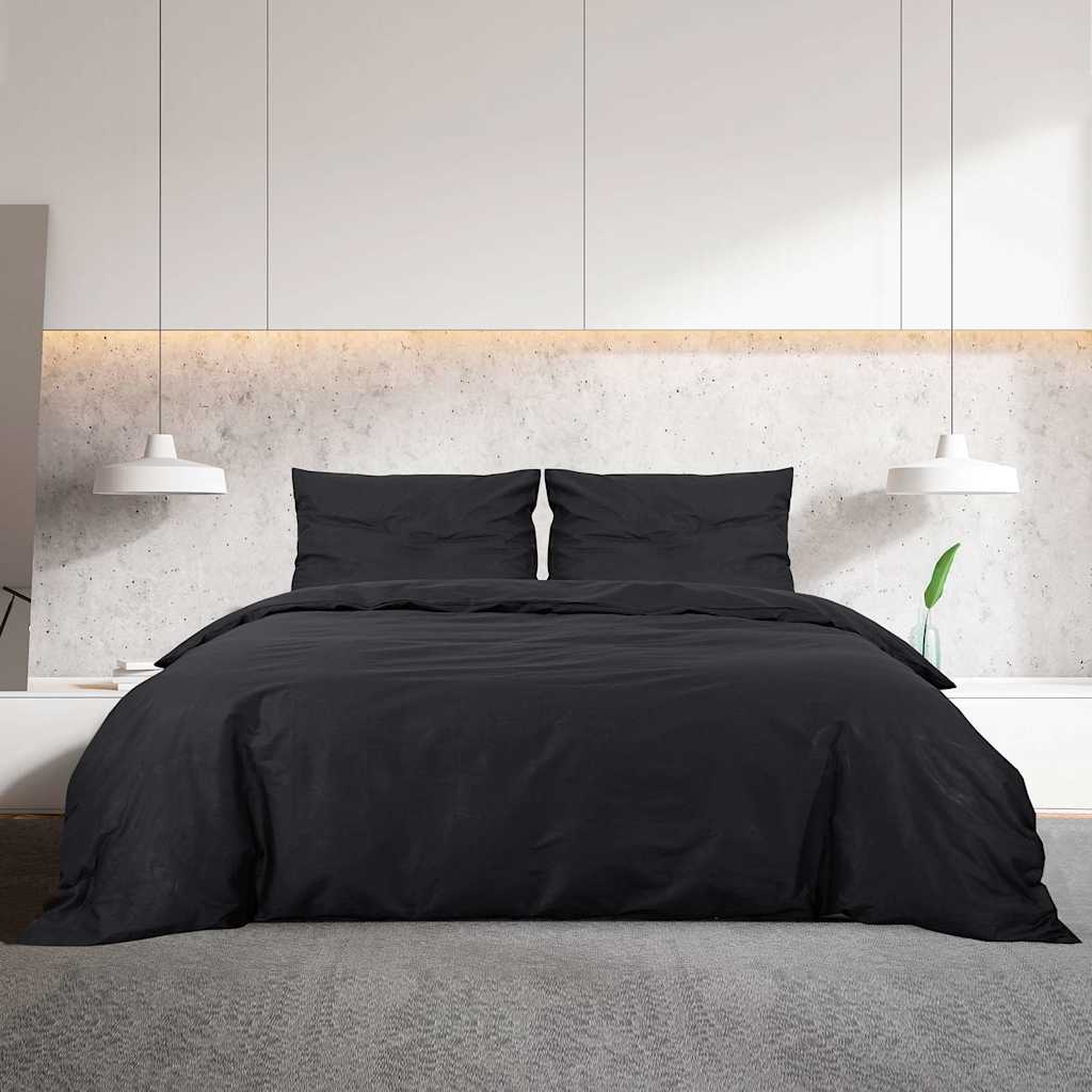 VidaXL Bettwäsche-Set, leicht, 200 x 200 cm, Mikrofaser, Schwarz